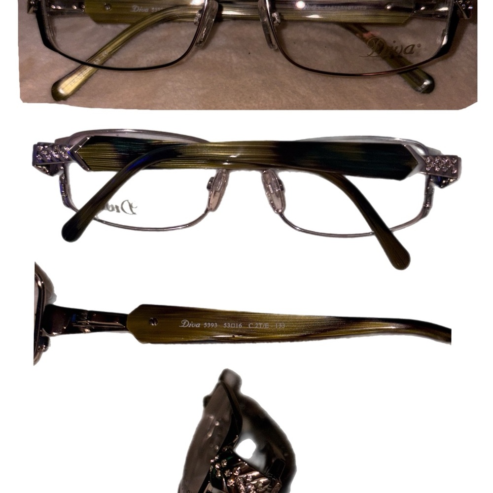 Diva Emerald and Silver Rhinestone Glasses